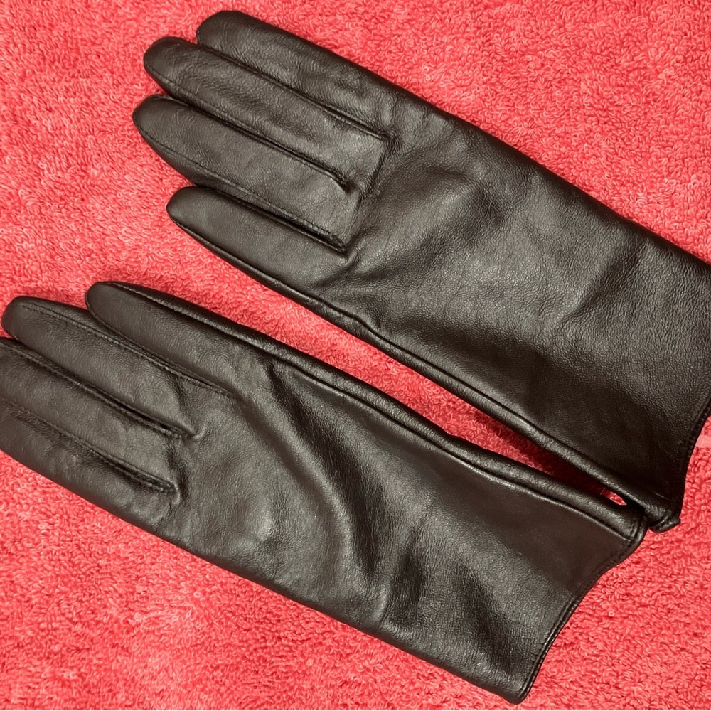 Black Leather Gloves 7/8 NEW - Picture 7 of 10
